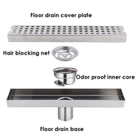 Siphon de sol linéaire en acier inoxydable 304, 30*10CM, avec insert de carrelage et bride, design moderne, pour salle de bain, en promotion