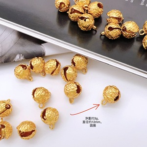 Electroplated Alloy <b>Small</b> <b>Bell</b> Hollow Gold Plated Tiger Head Pendant For Necklace Making DIY Jewelry Accessories Round Shape - Product Image 2