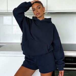 Nuovo Arrivo 2026: Set Donna con Felpa Oversize e Pantaloncini, Abbigliamento Casual in Cotone Felpato a Basso Costo con Logo Personalizzato - Product Image 1