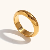 Bague de couple simple et lisse en acier inoxydable plaqué or 18 carats, vente en gros, bijoux de mode personnalisés, très prisés, pour femme