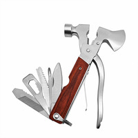 Hache de survie multifonctionnelle portable avec manche en bois pour le camping en plein air, équipement de survie, hachette, marteau