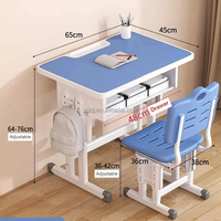 Ensemble de chaise et de bureau d'école réglables modernes avec structure en métal et plateau en MDF, écologique et durable pour l'école et le bureau à domicile