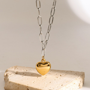 Collar con colgante de corazón de acero inoxidable chapado en oro para mujer, regalo, joyería, accesorio de moda - Product Image 4