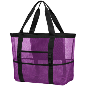 Bolsa de Playa de Malla de Color Sólido, Bolsa de Mano Grande Abierta con Cadenas y 9 Bolsillos para Juguetes de Piscina, Cruceros y Artículos Esenciales para Vacaciones en la Playa - Product Image 1