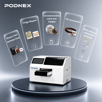PodNEX A3 Printer Inkjet UV Flatbed Otomatis DX7 Printhead CMYK 2400 DPI Kontrol Aplikasi Android untuk Casing Ponsel, Lencana, Magnet