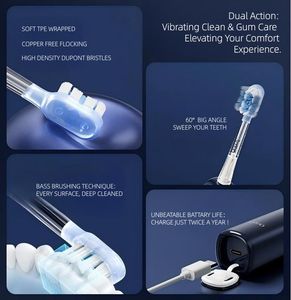 <span class=keywords><strong>Cepillo</strong></span> de Dientes Eléctrico Sónico Oscilante y Giratorio para Adultos - Cabezal de <span class=keywords><strong>Cepillo</strong></span> Recubierto de TPE Suave - Tecnología de Flocado Sin Cobre - Pantalla LED Grande - Product Image 3