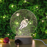 Lampe de nuit en acrylique fantaisie en gros, illusion 3D, astronaute, lumières LED pour la maison, la chambre à coucher