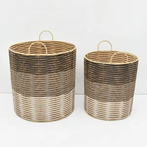 Wholesale Woven Dirty Clothes Basket Toy Storage Bin Large Plastic Basket PP Rattan Plastic Home Woven Laundry Storage Basket