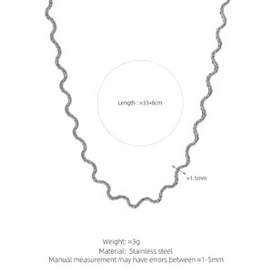 Ensemble de bijoux tendance pour femmes, collier et bracelet en acier inoxydable 316l imperméable, plaqué or 18 carats, motif vague - Product Image 5