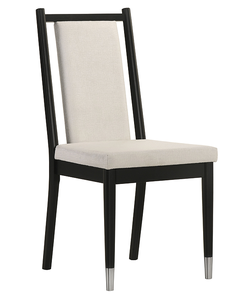 Chaise de salle à manger 2 pièces, convertible, moderne, pour la maison et le bureau, avec pieds en forme de flèche, dossier incliné, pieds avec embouts argentés, finition noir et blanc - Product Image 4