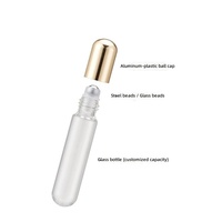 Flacons cylindriques en verre de 5 ml, 8 ml, 10 ml avec bouchons à bille, sérigraphiés, pour huiles essentielles et parfums