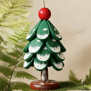 Multi-layered star apple <b>Christmas</b> <b>tree</b>, retro green <b>Christmas</b> <b>tree</b>, solid wood heat-insulating coaster, <b>table</b> decoration, - Product Image 3