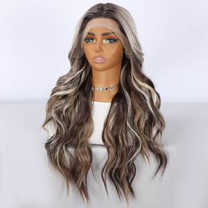 2026 Meilleures ventes 26 pouces | Perruque à dentelle frontale 13*3, mélange de brun ombré et de <span class=keywords><strong>blond</strong></span>, ondulation corporelle haute brillance, SM9689M - Product Image 6
