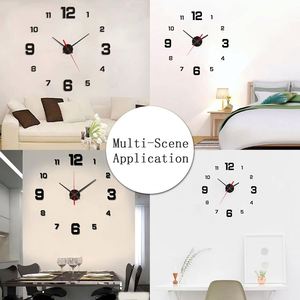 3D Creative Frameless DIY Wall Hanging <b>Clock</b> Wall Stickers Home Mute <b>Digital</b> <b>Clock</b> Living Room Office Wall Decoration - Product Image 6