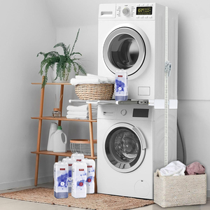 Kit de support empilable pour lave-linge et sèche-linge en acier inoxydable et PP, gain de place, durable et écologique pour usage domestique et commercial - Product Image 1