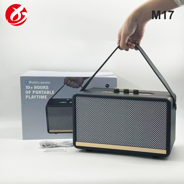 Retro Wooden Bluetooth Speaker Portable Handle Vintage Style HiFi Stereo Home Audio Speaker