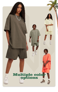 Conjunto de Camiseta y Pantalones Cortos de Verano 2023 Personalizados, de Poliéster/Algodón Grueso, Estampado Digital, Casual, Transpirable, de Punto, para Hombre y Mujer - Product Image 6