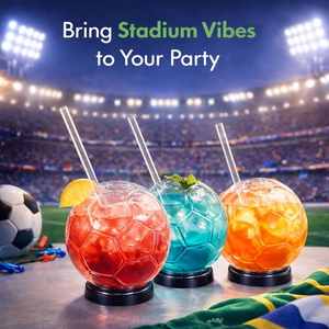 Bicchiere a Forma di Pallone da Calcio con Cannuccia e Coperchio, <span class=keywords><strong>Bottiglia</strong></span> <span class=keywords><strong>in</strong></span> Vetro Borosilicato per Succhi e Birra, Ideale per Feste e Ritrovi di Appassionati - Product Image 1