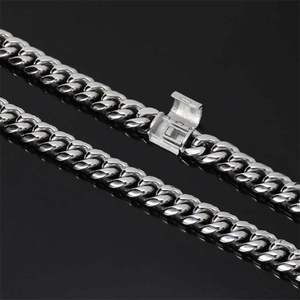 Collier et bracelet pour homme en acier inoxydable, style Hip Hop, avec fermoir à rabat, chaîne cubaine plaquée or poli, vente en gros - Product Image 4