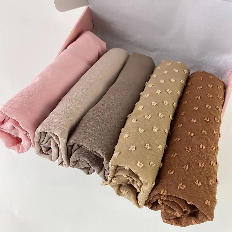 Yomo phụ nữ Pom Pom voan hijab khăn Muslim khăn choàng đồng bằng mềm Turban đầu kết thúc tốt đẹp Headband hôi sang trọng tùy chỉnh hijab hộp