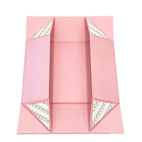 Boîte pliante rose de luxe personnalisée avec logo en feuille d'or, écologique, recyclable, pliable, en papier rigide, emballage cadeau pour cosmétiques