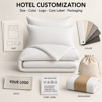 Ensemble de housse de couette gaufrée en coton personnalisable en gros avec envers en coton uni pour hôtels et complexes hôtelie