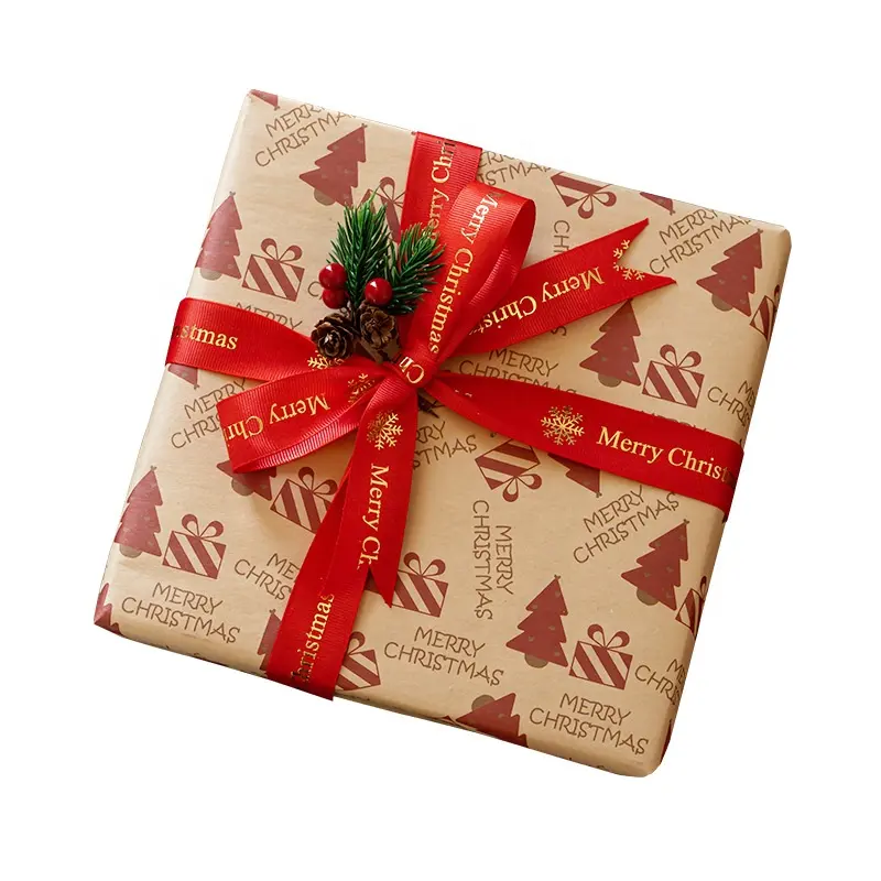 Venta caliente rollo de embalaje 50*70cm juego de papel de regalo de Navidad en Stock