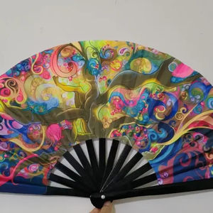 Ventilateurs réactifs au néon à effet UV puissant en bambou de grande taille et de haute qualité pour cadeaux de fête et artisanat en bambou - Product Image 1