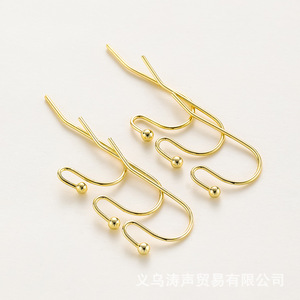 <b>Earring</b> <b>Hooks</b> 14k 18k Gold Plated Copper Color Retention DIY Jewelry Findings 12x22mm Wholesale - Product Image 3