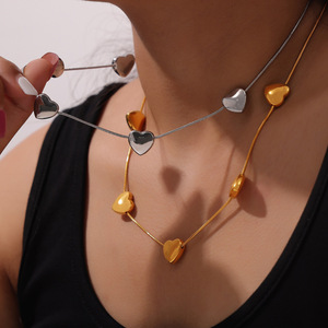 Set di gioielli di moda <span class=keywords><strong>bracciale</strong></span> collana cuore miglior regalo per la <span class=keywords><strong>festa</strong></span> della <span class=keywords><strong>mamma</strong></span> acciaio inossidabile 18K PVD vera tecnologia placcatura in oro - Product Image 1