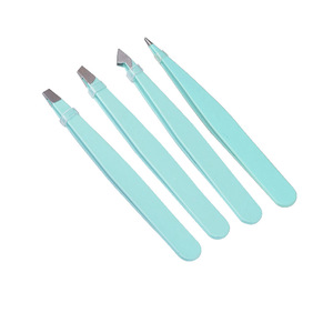 Outils à sourcils classiques 4 pinces à sourcils noires en acier inoxydable avec sac en cuir - Product Image 1