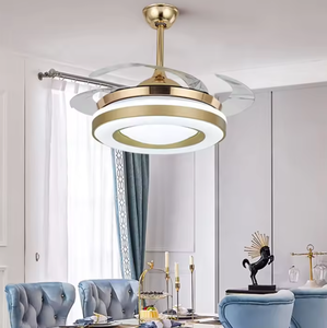 Modern LED <b>Fan</b> Pendant with Retractable Blade Indoor Decorative Fancy Acrylic Lamp Body <b>Remote</b> <b>Control</b> Switch Plug for Home Use - Product Image 2