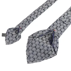 Mens Floral Neckties Navy Blue Handmade Pure Silk 7 Fold Ties