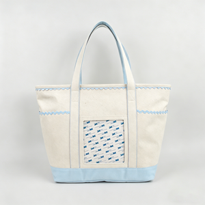 Bolsa de lona personalizada con ribete festoneado Ric Rac, diseño de puntadas autoadhesivas para ventana y estilo tote, con acabado propio - Product Image 4