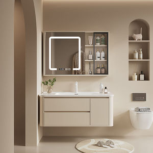 Solid wood ceramic integrated bathroom cabinet smart washbasin combination washing bathroom washbasin cabinet - Product Image 5