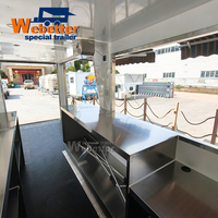 Remorque de bar à double étage Webetter en acier inoxydable avec comptoir de bar intégré, camion de restauration mobile avec réfrigérateur, évier et générateur