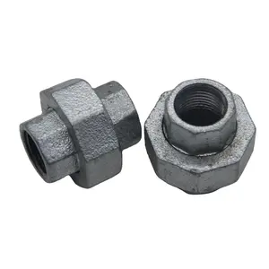 Chinese Supply galvanized BS NPT DIN Union Pipe Fitting Flat Seat Without Gasket Female malleable iron pipe fitting