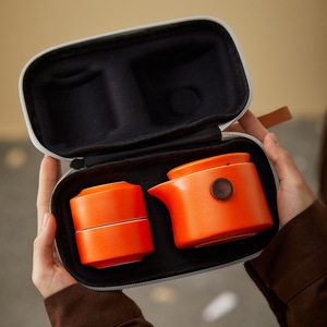 Théière <span class=keywords><strong>en</strong></span> porcelaine classique portable pour l'extérieur, service à thé de voyage avec tasses, design marocain traditionnel pour les vacances ou l'hôtel - Product Image 2