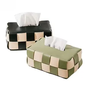 Boîte à mouchoirs personnalisée créative pour chambre à coucher nouvelle boîte à mouchoirs en cuir tissé pour hôtel