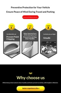 Autocollants réfléchissants de sécurité pour <span class=keywords><strong>voiture</strong></span>, protections de poignées de porte, films anti-collision pour rétroviseurs, film vinyle protecteur automobile - Product Image 2