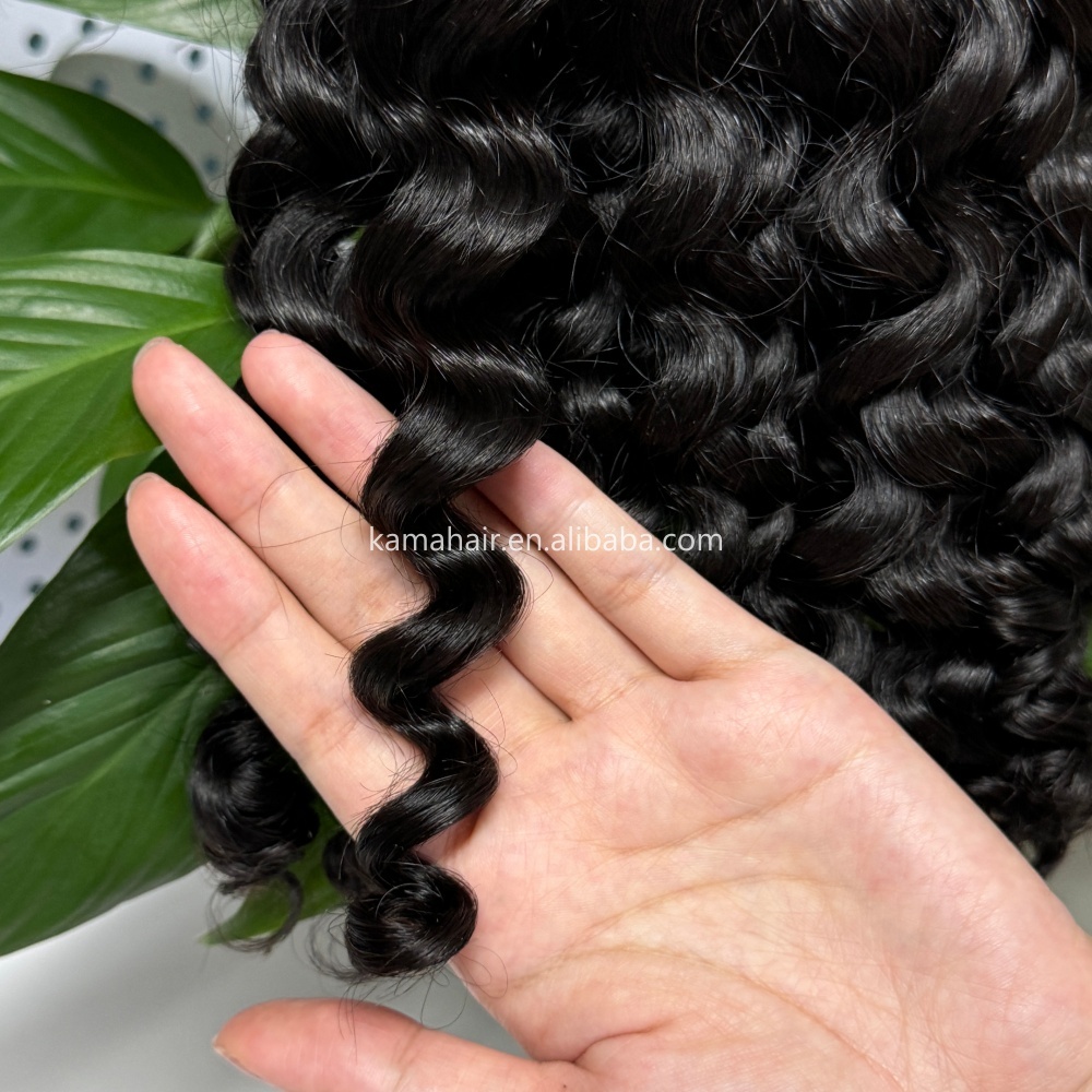 KAMA Feather Tip Crochet Human Hair Extension Deep Curly No Weft Boho Braiding Bulk Hair Wholesale Price Detail Section 4