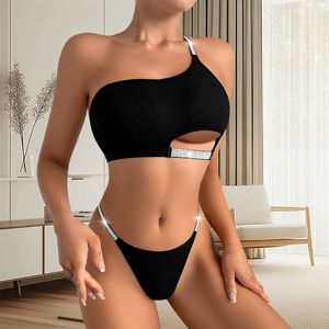 Comercio Exterior Transfronterizo para AliExpress, Conjunto de Lencería Femenina con Camisola Plateada Hueca, Sexy y con Espalda Descubierta - Product Image 3