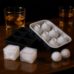 Molde de Silicona para Cubos de Hielo Cuadrados Grandes, Libre de BPA, Reutilizable, para Whisky y Cócteles, 6x6, Negro - Product Image 2