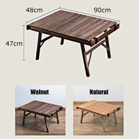 STARRYHEART Table de pique-nique basse pliante légère en rouleau en bois pour le camping pour la pêche à la plage