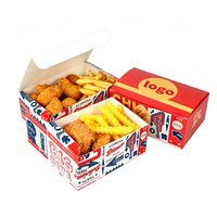 Boîte à poulet frit en papier kraft biodégradable de qualité alimentaire avec logo personnalisé, recyclable, impression possible, boîte à emporter avec couvercle