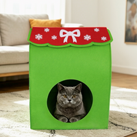 Großhandel Weihnachtsbaum Filz Katzenhöhle Ökofreundliches Grünes Dreieckiges Festliches Katzenhaus Warmes Winter Innen-Haustiernest