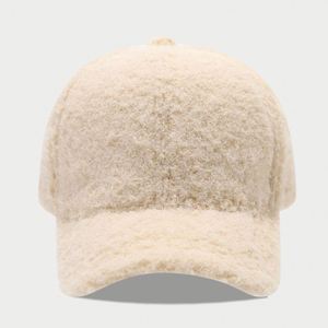 Ins Autumn Winter Girls Baseball Cap Embroidery Casual Thickened Furry Warm Simple Solid Color Plush Baseball <b>Hat</b> - Product Image 4
