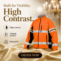 Veste de travail extérieure personnalisée pour hommes, haute visibilité, respirante, réfléchissante, imperméable, en polyester, avec doublure de manches amovible