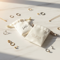 Pochette à bijoux en satin imprimée à l'écran avec logo personnalisé, recyclable, marque OEM, petits sacs à cordon pour emballage de luxe