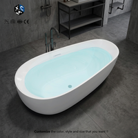 Baignoire autoportante rectangulaire moderne en acrylique écologique de luxe blanche pour projets commerciaux et villas